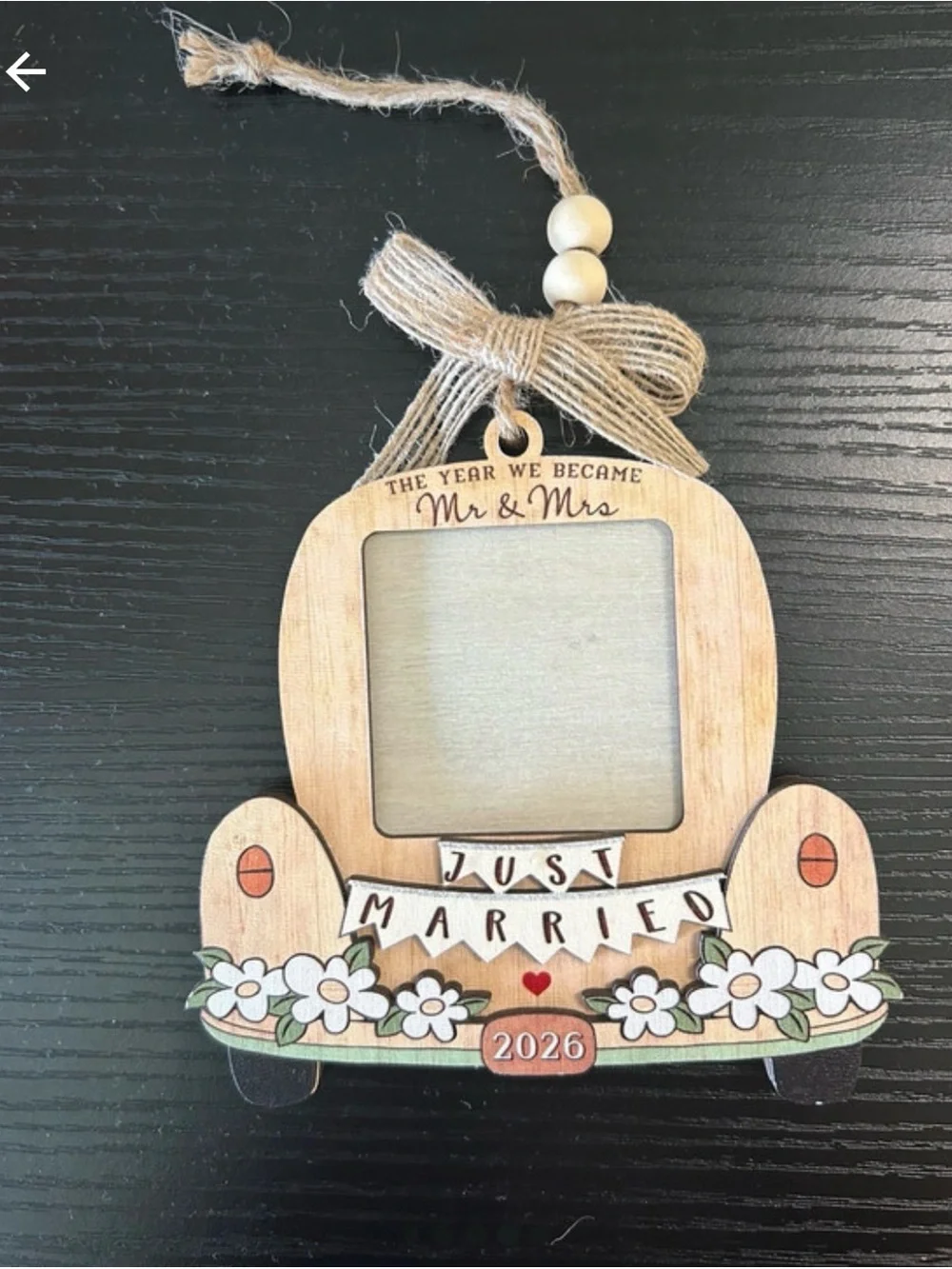 Just Married 2026 Wooden Ornament Photo Frame - 6 for $25